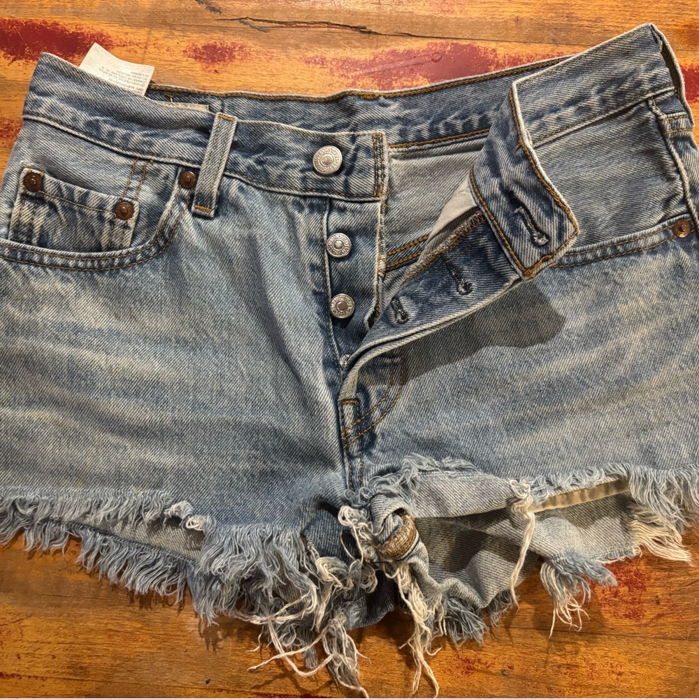 Levi's Distressed Blue Denim Shorts